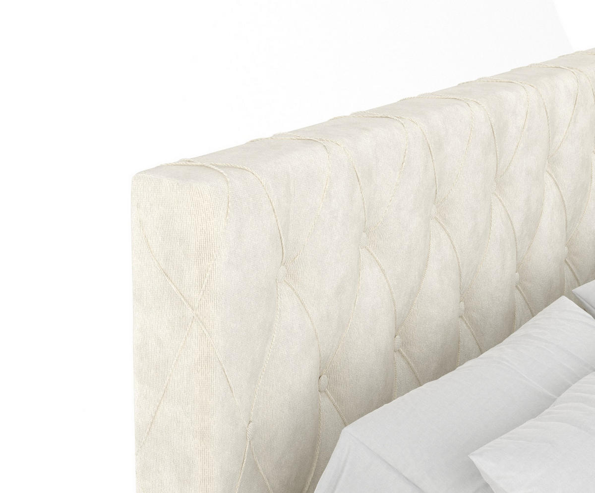 BOXSPRINGBETT Otus Creme 180/200 cm mit Latex-Topper - Silberfarben/Creme, Holz/Holzwerkstoff (180/200cm) - Maison de Reve