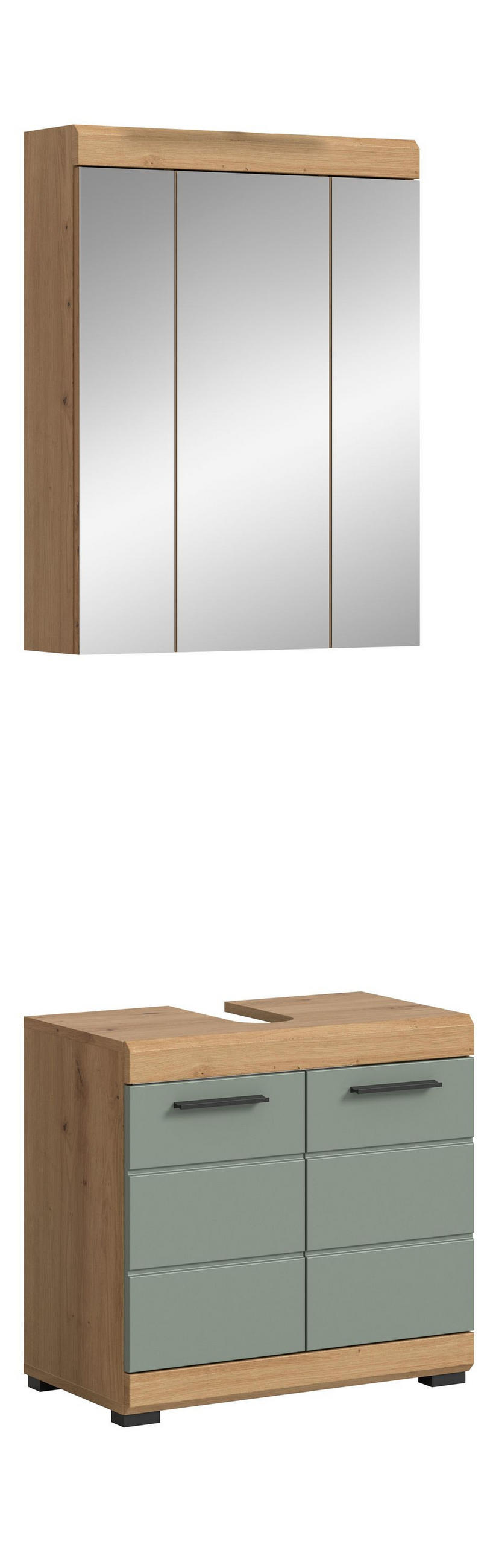 BADKOMBINATION 2tlg. Scout Bad in Artisan Eiche Nachbildung und Salbei Nachbildung B/H/T: 60x191x34 cm - Eiche Artisan, Holz (60/191/34cm)