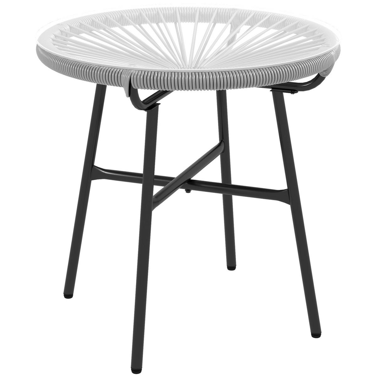 GARTENTISCH DE-06640 Outdoor Beistelltisch, PE-Rattan, gehärtetes Glas Grau - Grau, Kunststoff/Metall (50/50/50cm) - ComfortXL
