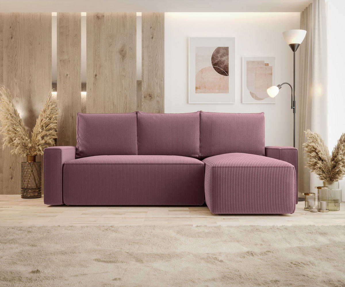 ECKSOFA mit Schlaffunktion SAVIO Poso 130 Rechts - Flieder, Textil (232/140cm) - Bedante
