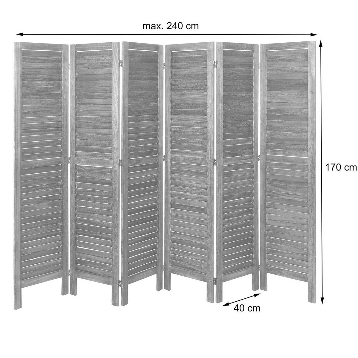 PARAVENT Grau - Grau, Holz (240/170/2cm) - MCW