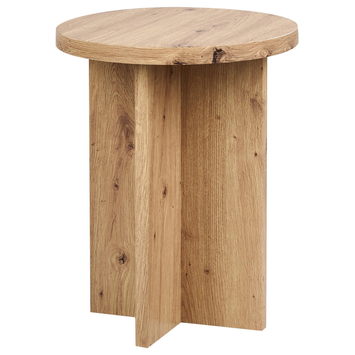 BEISTELLTISCH hellbraun Holzoptik rund 42 cm Stanton - Hellbraun, Holzwerkstoff (42/42/55cm) - Beliani