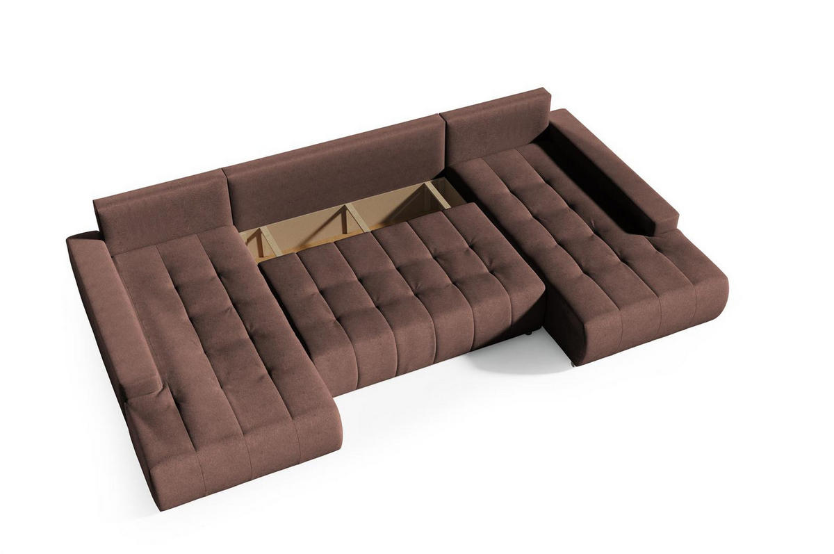 ECKSOFA U-Form für Wohnzimmer MONA Braun - Braun, Holzwerkstoff (350/85/185cm) - Compleo24