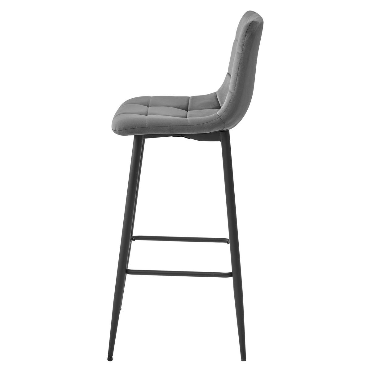 BARHOCKER Dunkelgrau 43,5x32,5 cm ARCETO Samtbezug - Dunkelgrau, Metall (43.5/55/32.5cm)