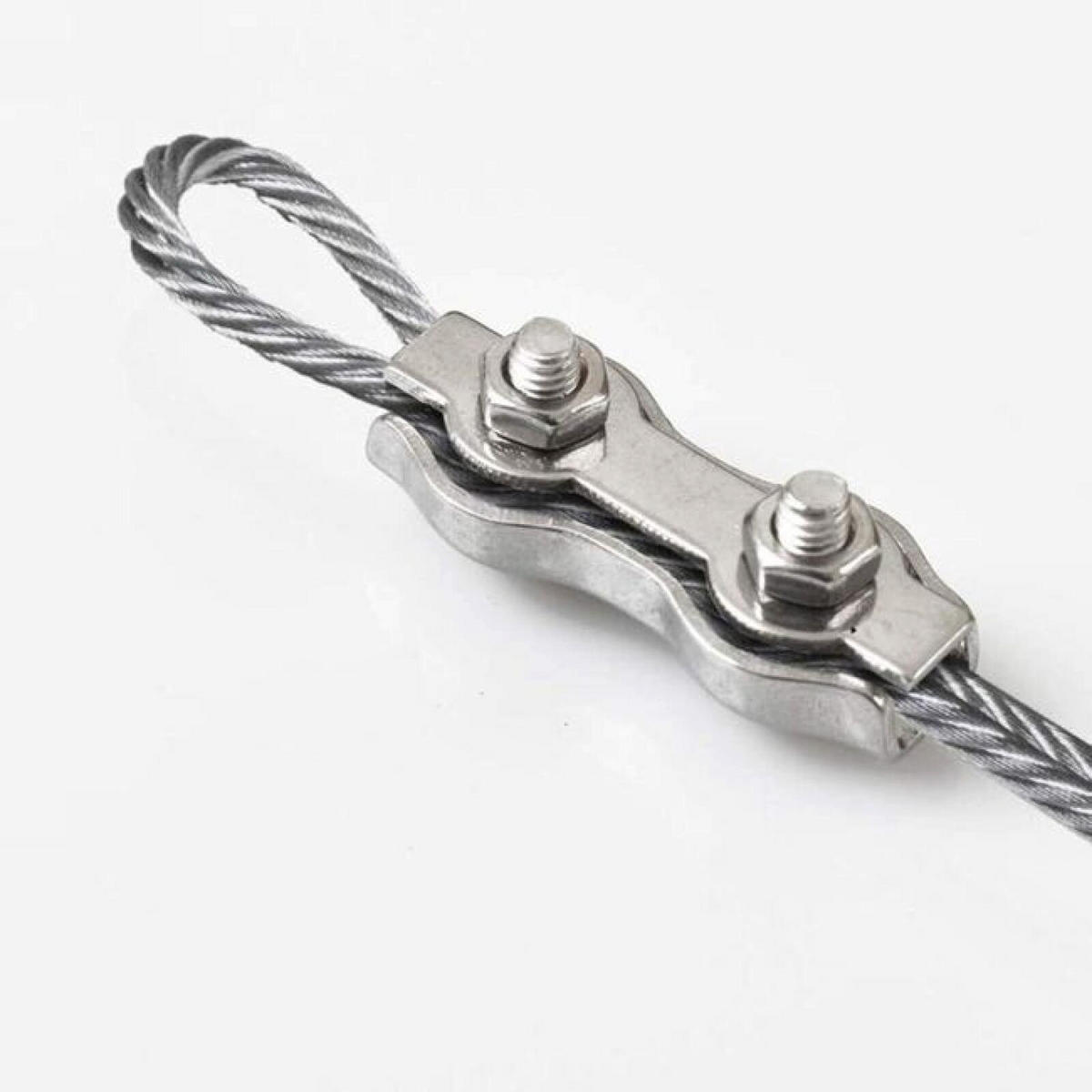 KABELKLEMMEN - M2 - Silber, 12 Stück (für Stahlseile mit Durchmessern von 1 mm bis 1,5 mm) - Silberfarben, Metall (3/0.8/1cm) - DCA