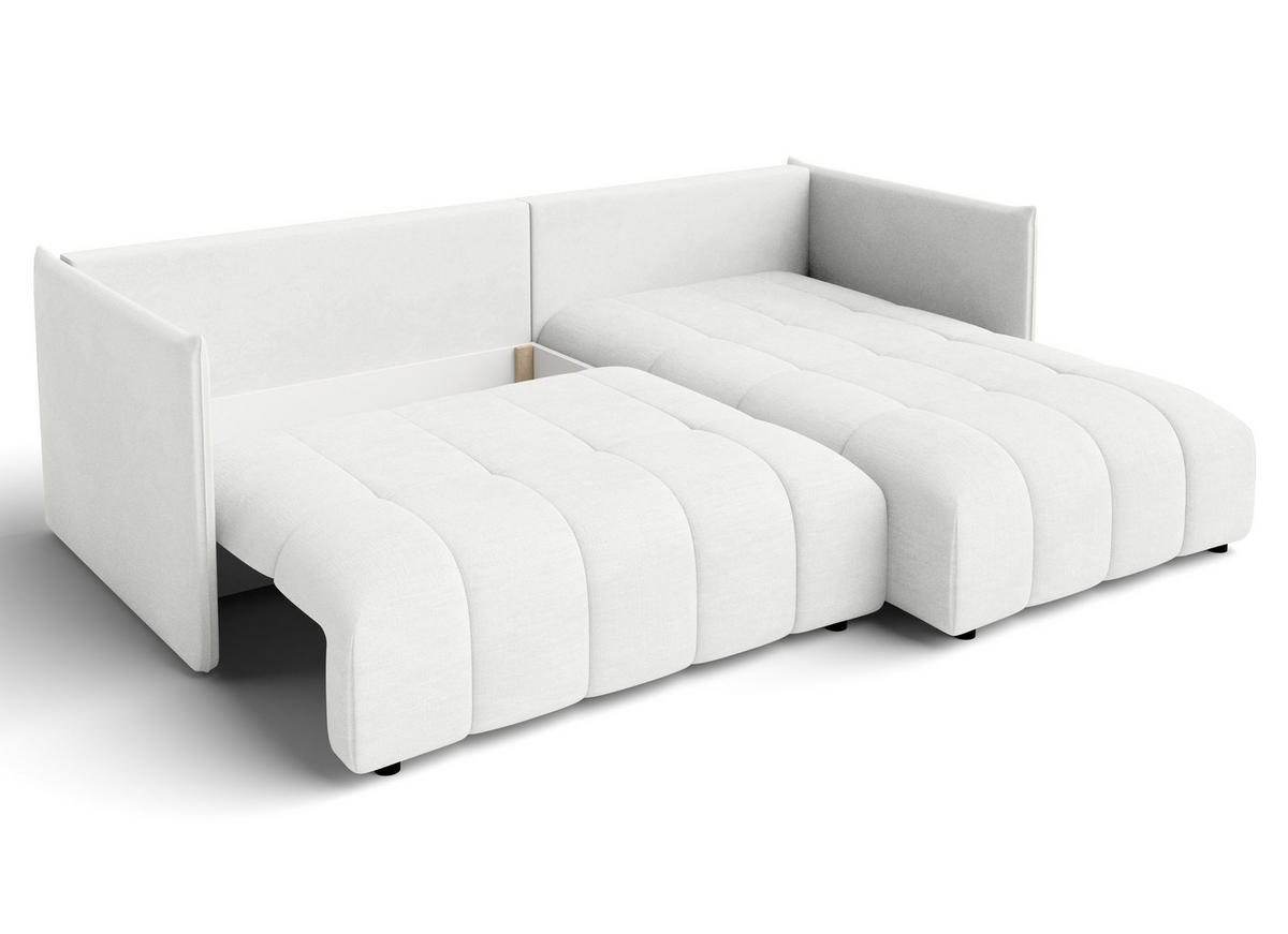 ECKSOFA L Form Cosmova Weiß 245/182/83 cm mit Schlaffunktion - Schwarz/Weiß, Kunststoff/Textil (245/182cm) - AX Living