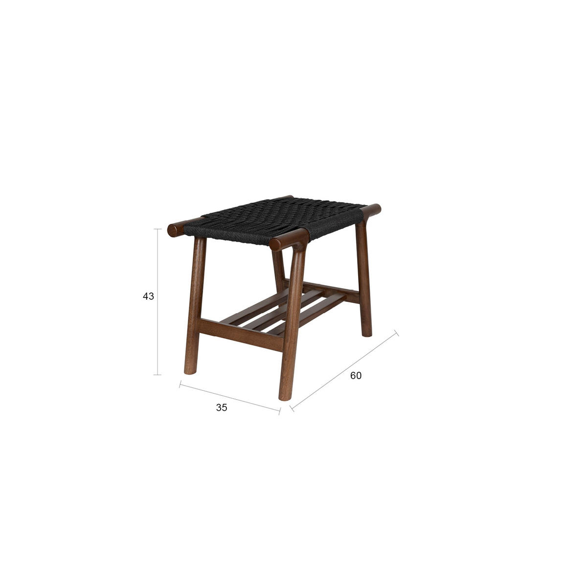 HOCKER Kintaro Walnuss - Beige/Braun, Holz (60/43/35cm) - Dutchbone