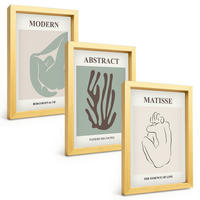 BILDER SET 3er Set - 20x30 cm Goldrahmen - Matisses stilvolle abstrakte Gemälde - Goldfarben, Kunststoff (20/30cm) - TULUP