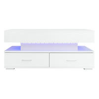 COUCHTISCH höhenverstellbar Weiß mit LED 100/50/44 cm - Weiß, Holzwerkstoff (100/50/44cm)
