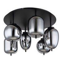 DECKENLEUCHTE Metall Glas Schwarz Messing 6 Flammig - Schwarz, Glas (65/65/38cm) - Globo Lighting