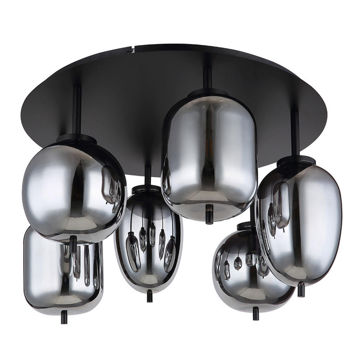 DECKENLEUCHTE Metall Glas Schwarz Messing 6 Flammig - Schwarz, Glas (65/65/38cm) - Globo Lighting