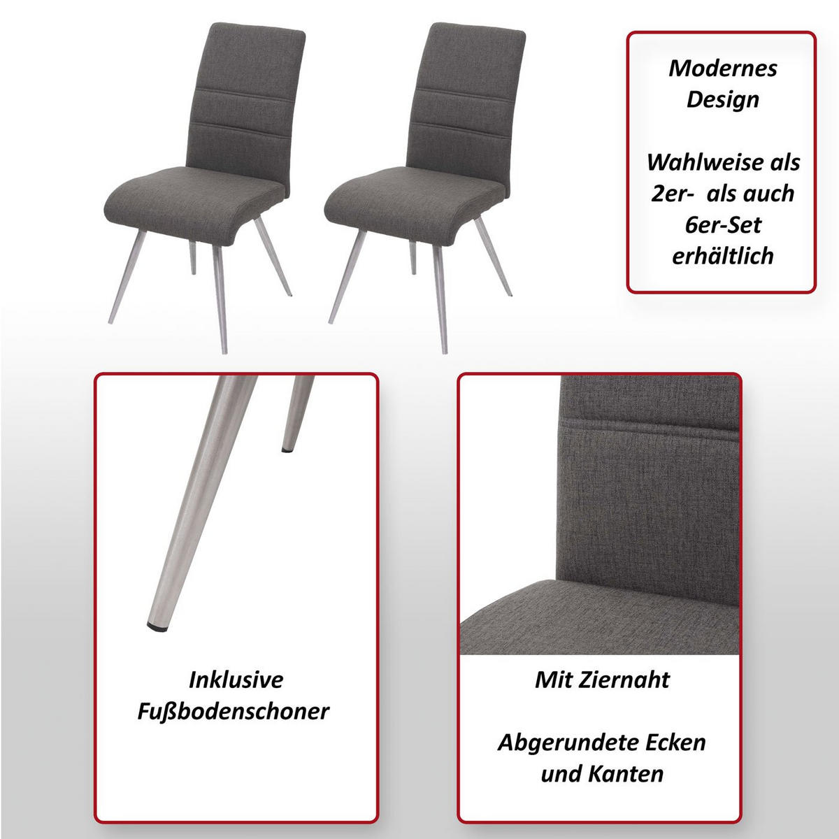 ESSZIMMERSTUHL Grau, Braun 2er-Set - Braun/Grau, Textil (68/97/64cm) - MCW