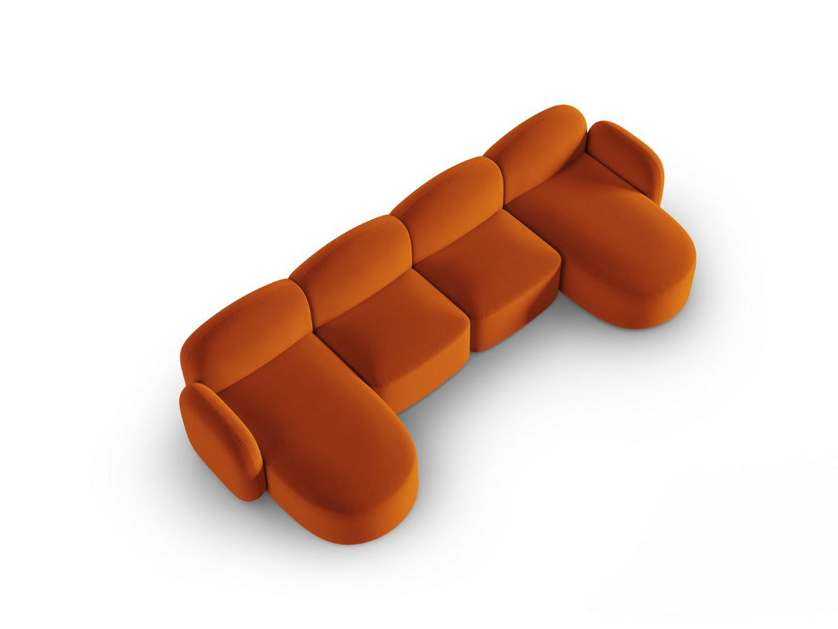 PANORAMASOFA Blair aus Samt terrakotta 6 Sitzplätze - Terracotta, Textil (155/80/350cm) - Micadoni