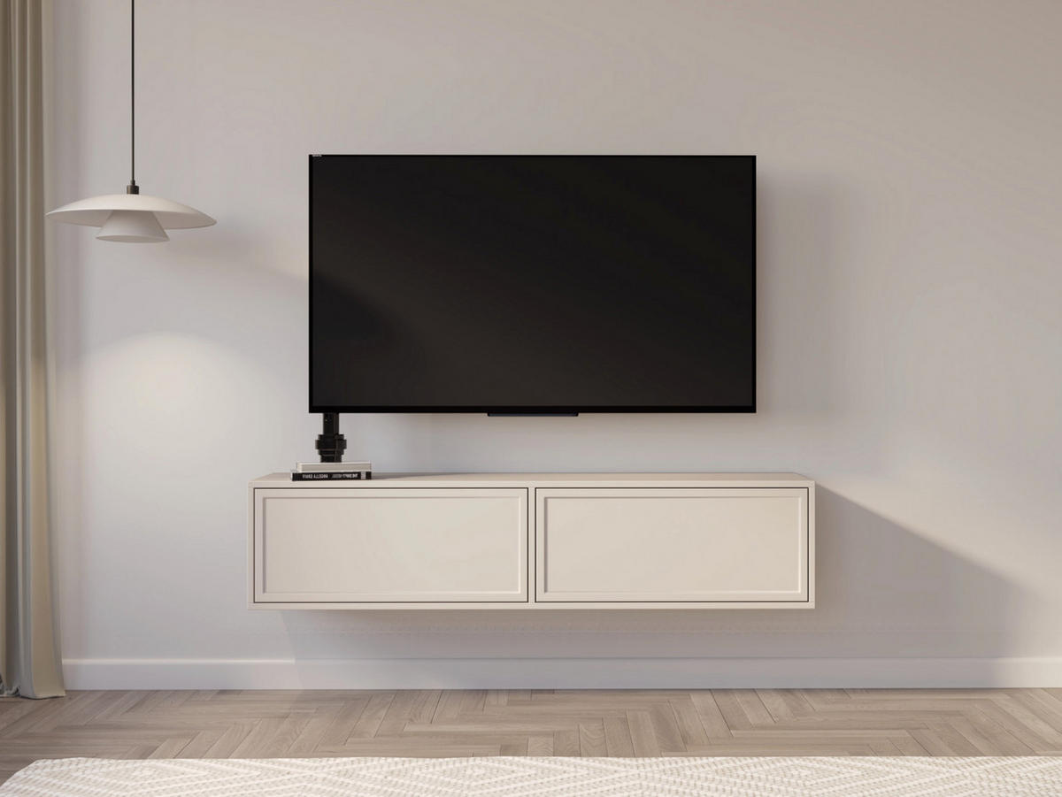 TV stolek Velveto zavěšené se dvěma klopami, Kašmír, 140cm - kašmírová, kompozitní dřevo (140/30/30cm) - Selsey