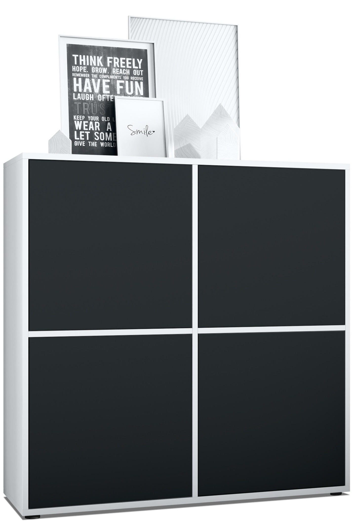 Vladon Highboard Schwarz 104x105.5x35.5 cm