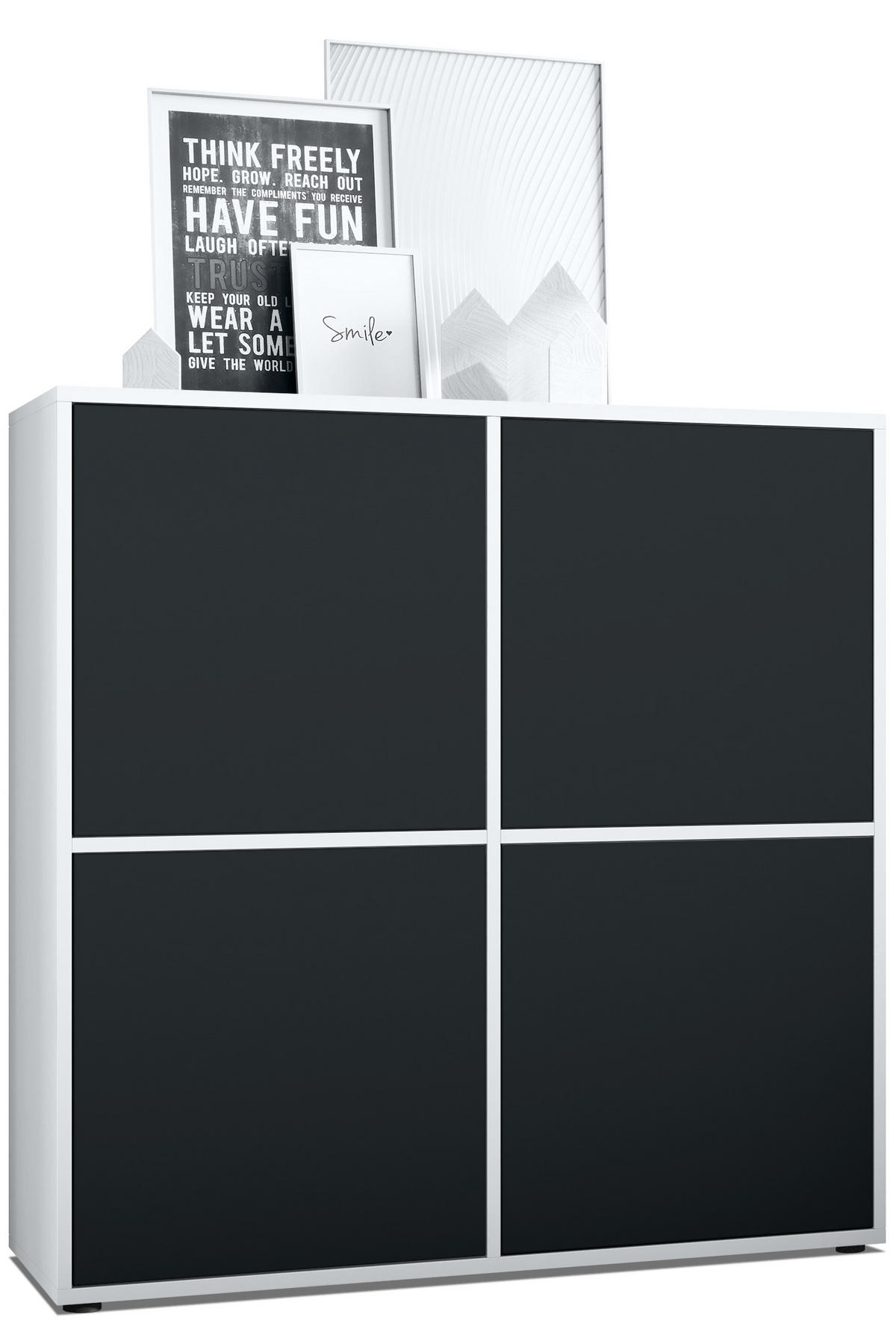 HIGHBOARD Cuba Türen in Schwarz matt - Schwarz, Holzwerkstoff (104/105.5/35.5cm) - Vladon
