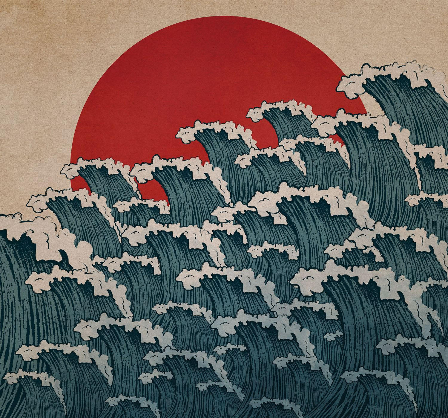 FOTOTAPETE Japanische Kunst 300 x 280 cm - Rot, Papier (300/280cm) - Sanders & Sanders