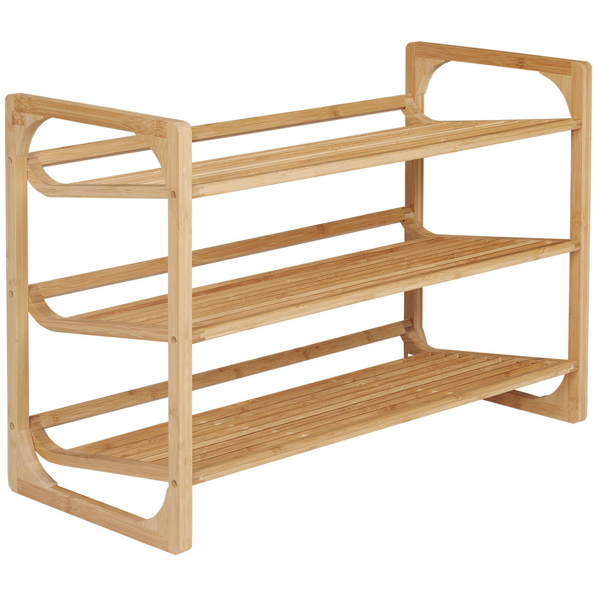 SCHUHREGAL Natur Bambus mit 3 Ebenen 1 Stück - Naturfarben, Holz (76/51/33cm) - PANGIVO