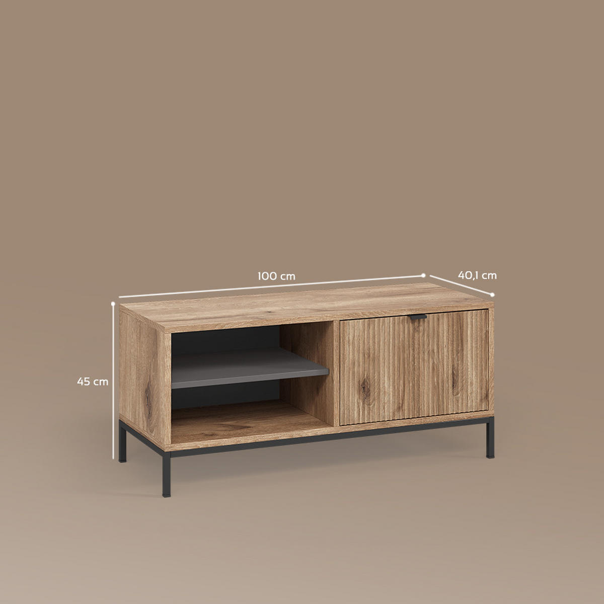 SCHUHSCHRANK Aterno Viking Oak 100 x 45 cm mit Klapptür - Eichefarben, Holzwerkstoff (100/45/40cm) - Livinity®