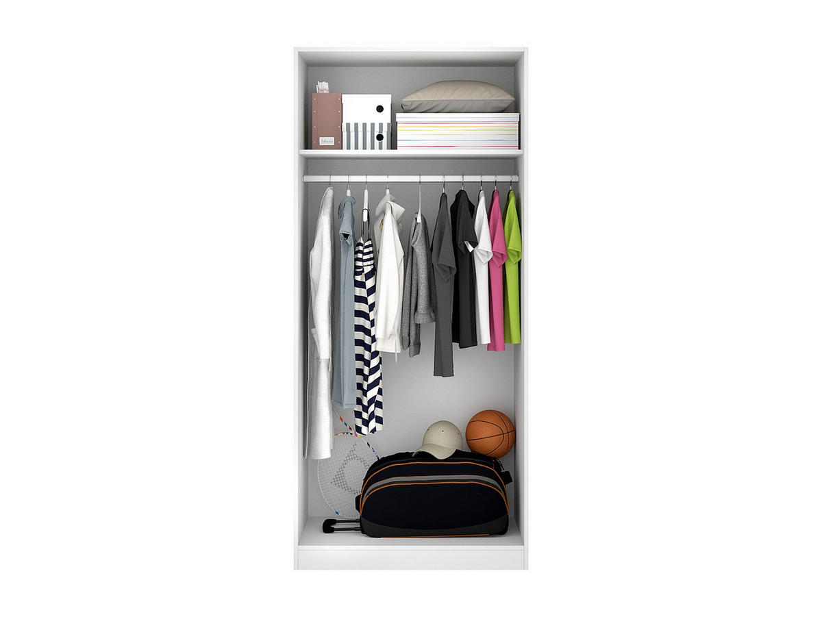 KLEIDERSCHRANK - 81 cm x 52 cm - Holz, Platte - Weiß LISTOWEL - Weiß, Holz (81/184/52cm) - Vente-Unique