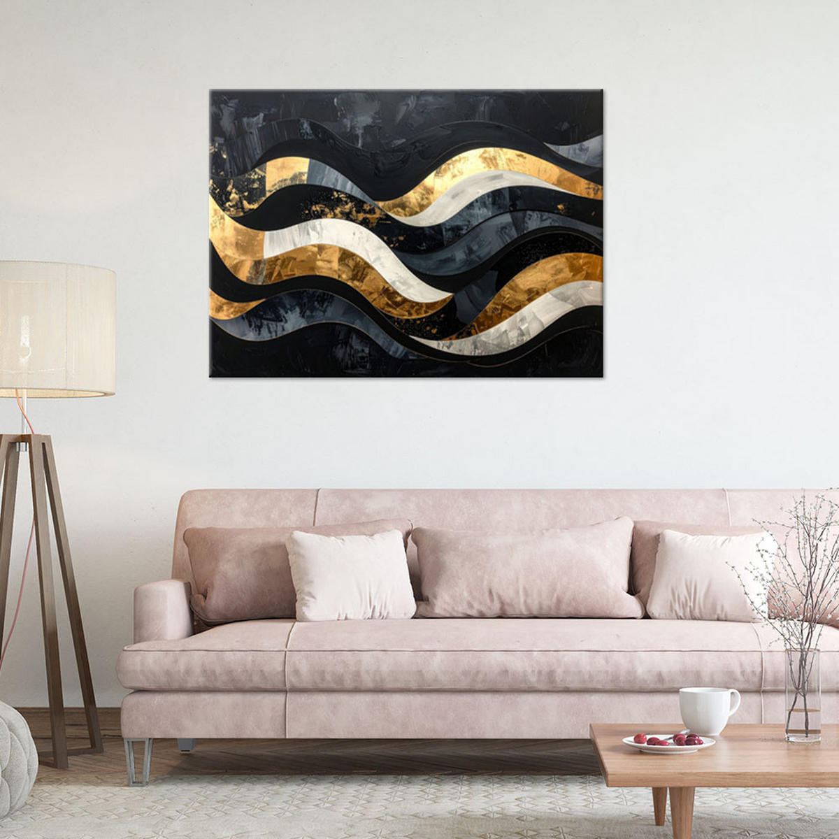 LEINWANDBILD Abstraktion 120x80cm - Schwarz, Textil (120/80cm) - Feeby