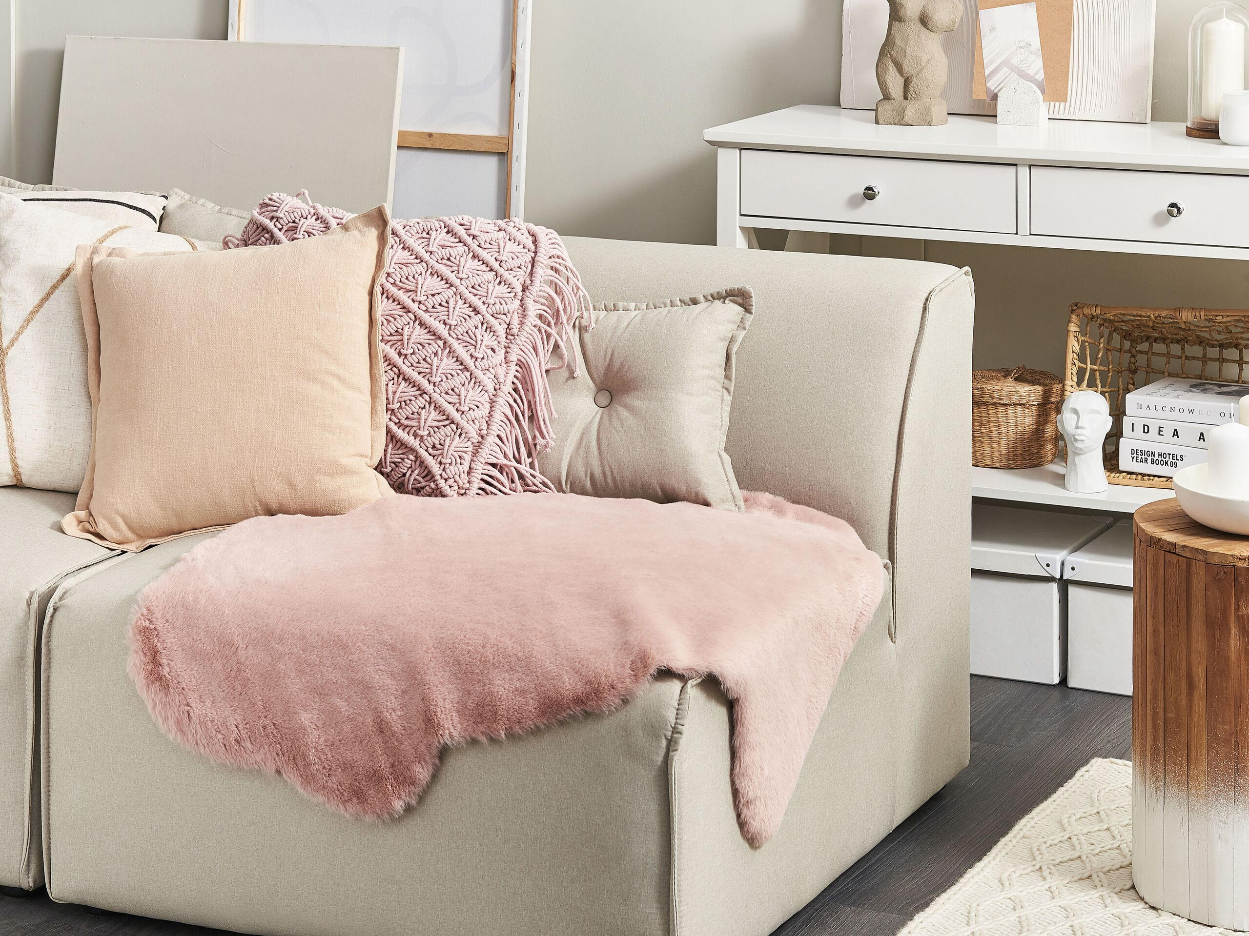 KUNSTFELL-TEPPICH Undara 90/60 cm - Pink, Kunststoff (60/90cm) - Beliani