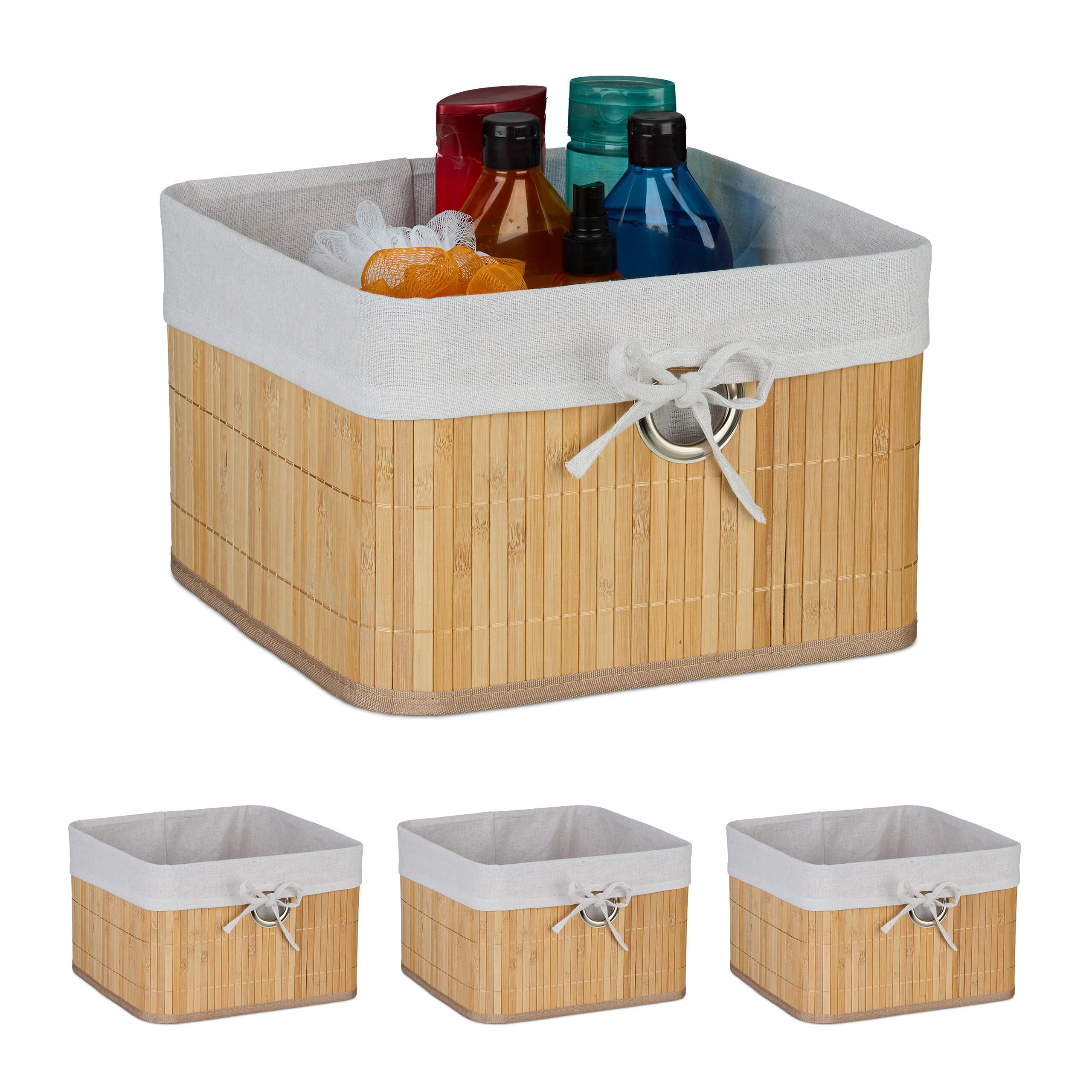 SADA úložných košů - různobarevná, kov/dřevo (31/20/31cm) - Relaxdays