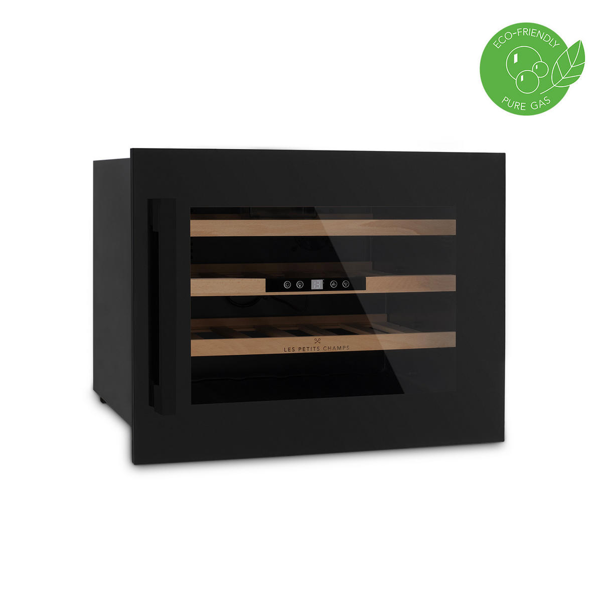 WEINKÜHLSCHRANK CAVCI24 Schwarz, 24 Flaschen, 57L, 3 Regale, Thermodynamische Kühlung, LED, UV-beständig - Schwarz, Metall (59.5/46/56cm) - Les Petits Champs