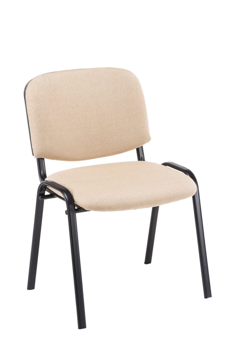 BESUCHERSTUHL Keen mit Stoffbezug, Gestell Schwarz / Bezug Creme - Schwarz/Naturfarben, Textil/Metall (53/83/53cm) - TPFLiving