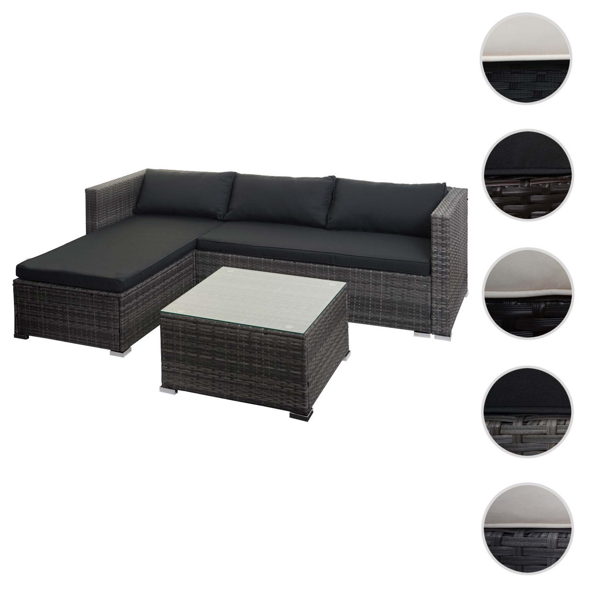 POLY-RATTAN GARNITUR Grau, Grau, Orange - Orange/Grau, Kunststoff - MCW