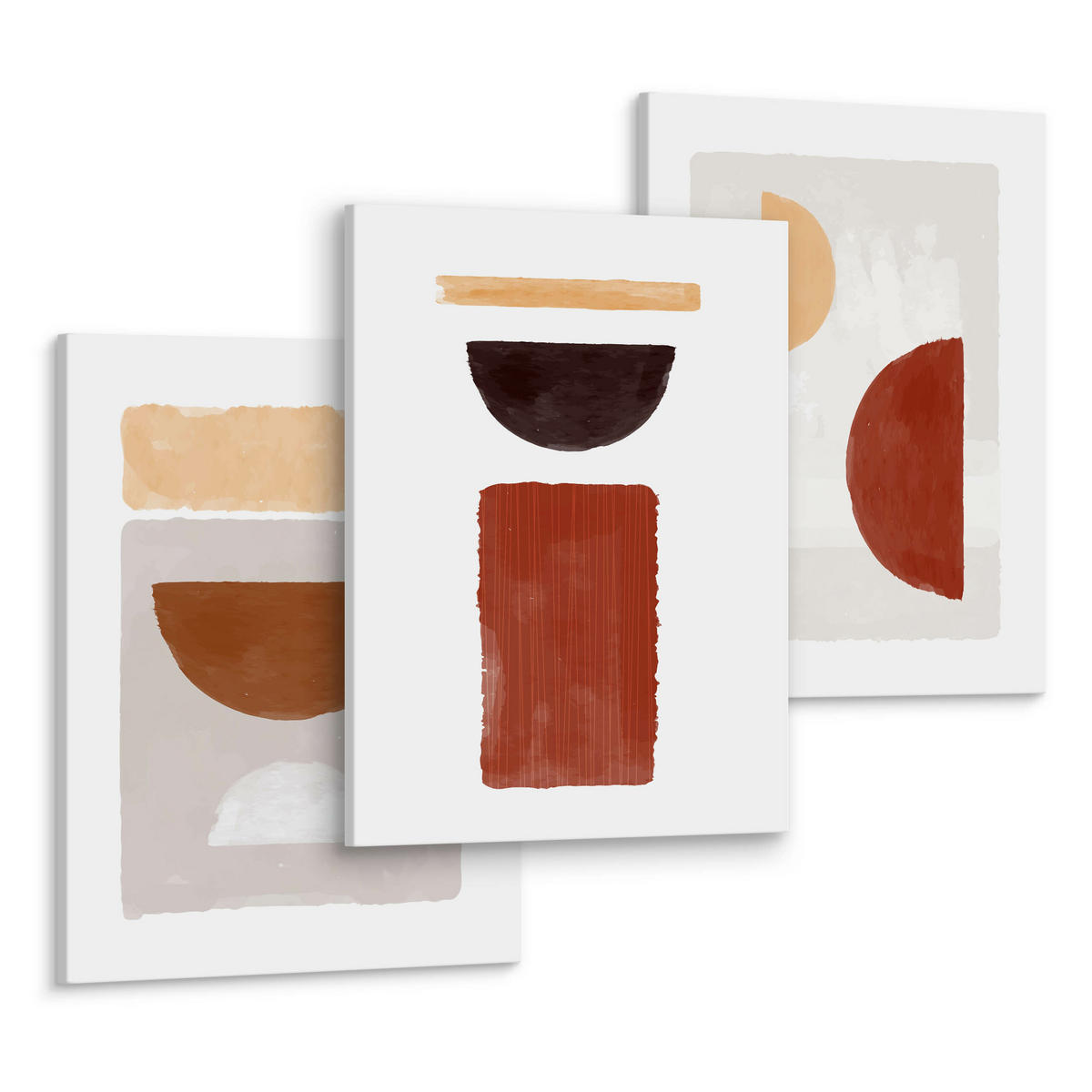 LEINWANDBILDER 3-er Set Abstraktion Boho - Beige/Rot, Textil (90/40cm) - Muralo
