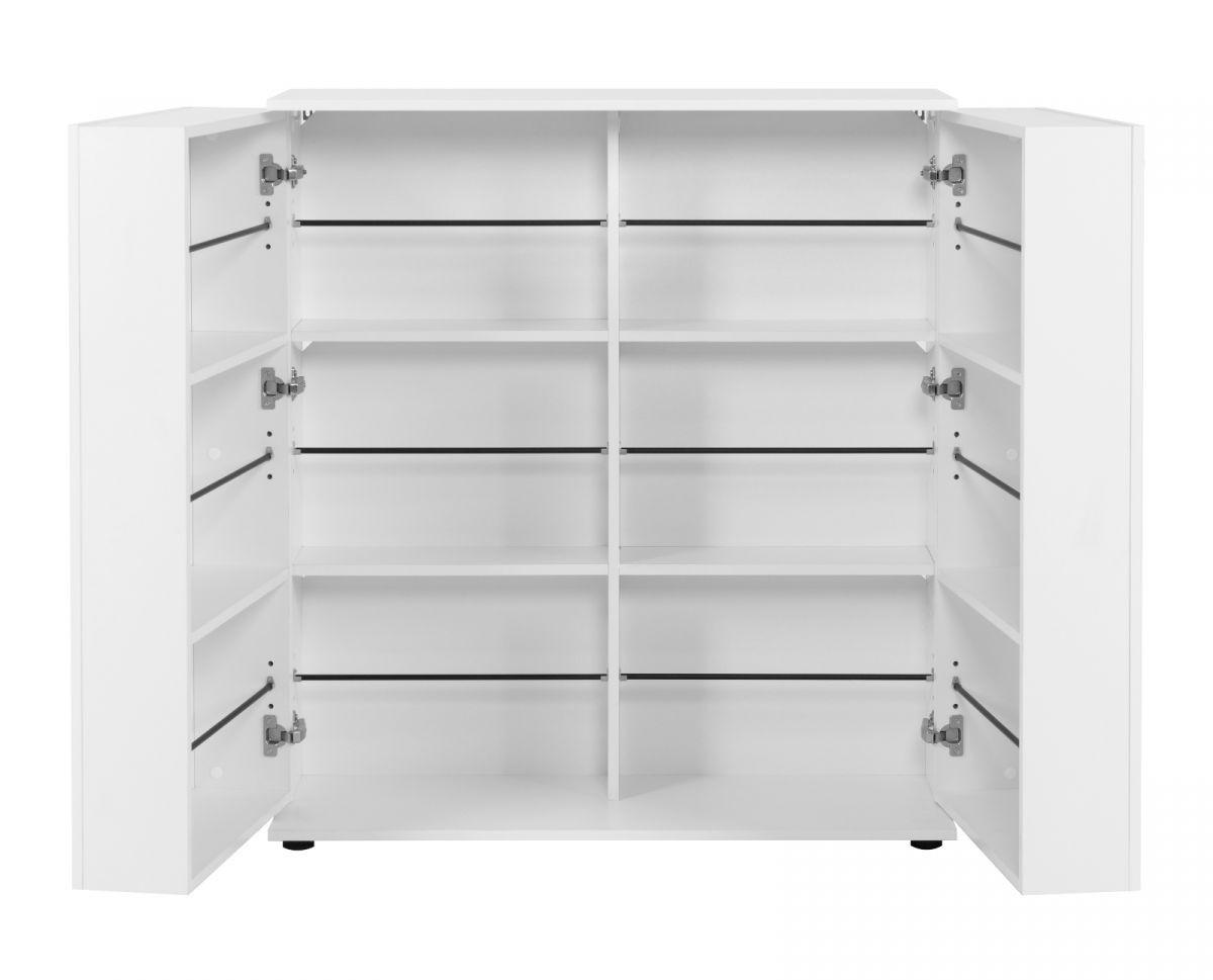 SCHUHSCHRANK weiß 100 cm, Schuhkommode aufklappbar für 24 Paar Schuhe - Silberfarben/Schwarz, Holzwerkstoff/Kunststoff (100/110/34cm) - Furn.Design