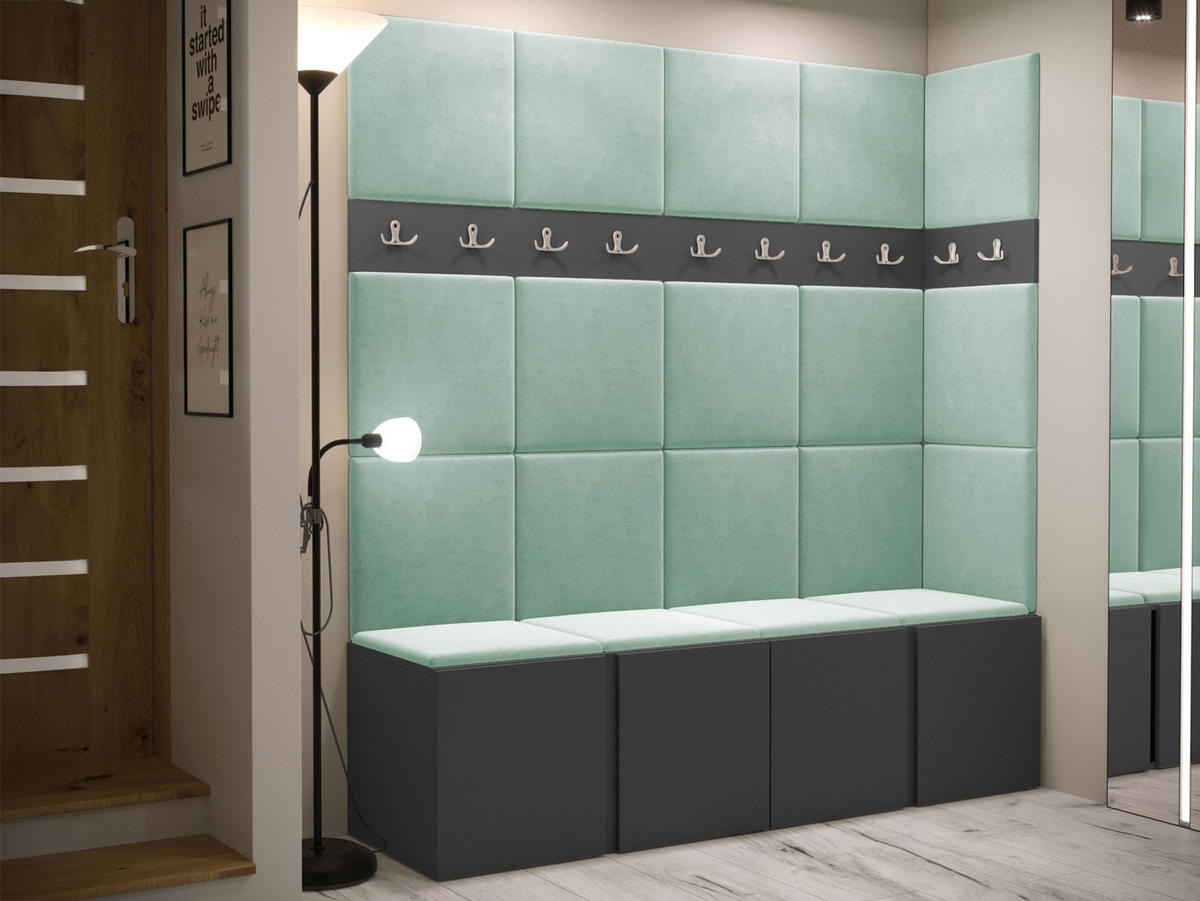 GARDEROBEN-SET Orion II - Graphitfarben/Mintgrün, Holzwerkstoff/Kunststoff (168/186/46cm) - MIRJAN24