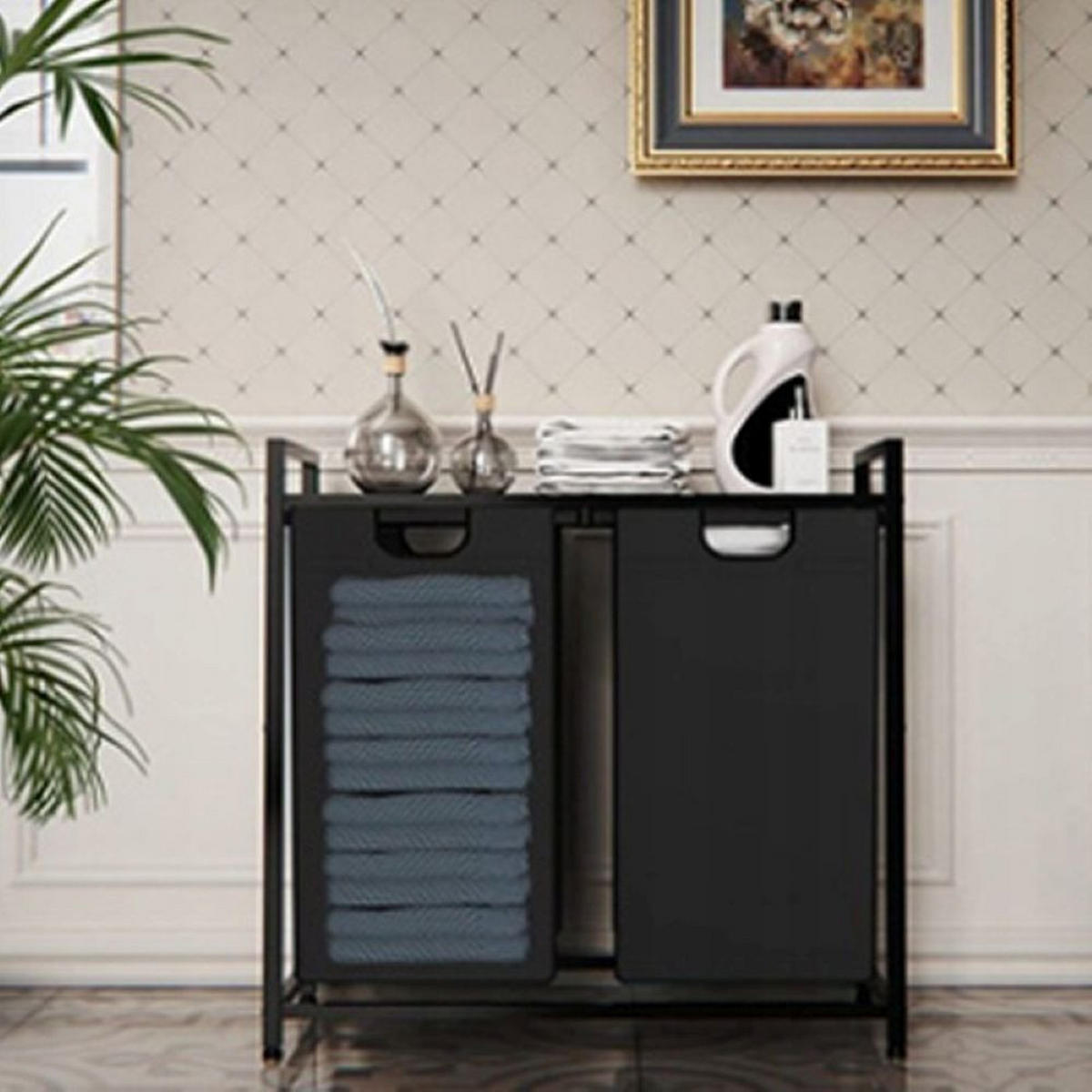 WÄSCHEKORB, schwarz 73x33x72 cm - Schwarz, Holzwerkstoff (73/72/33cm)