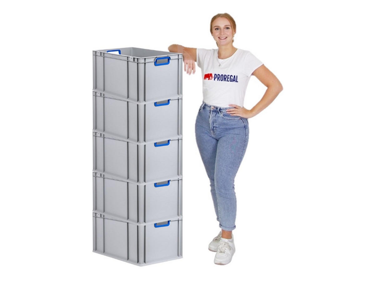 EUROBOX 5x Nextgen Color 32x40x60cm 65 Liter Griffe Blau Offen - Blau, Kunststoff (40/32/60cm) - PROREGAL