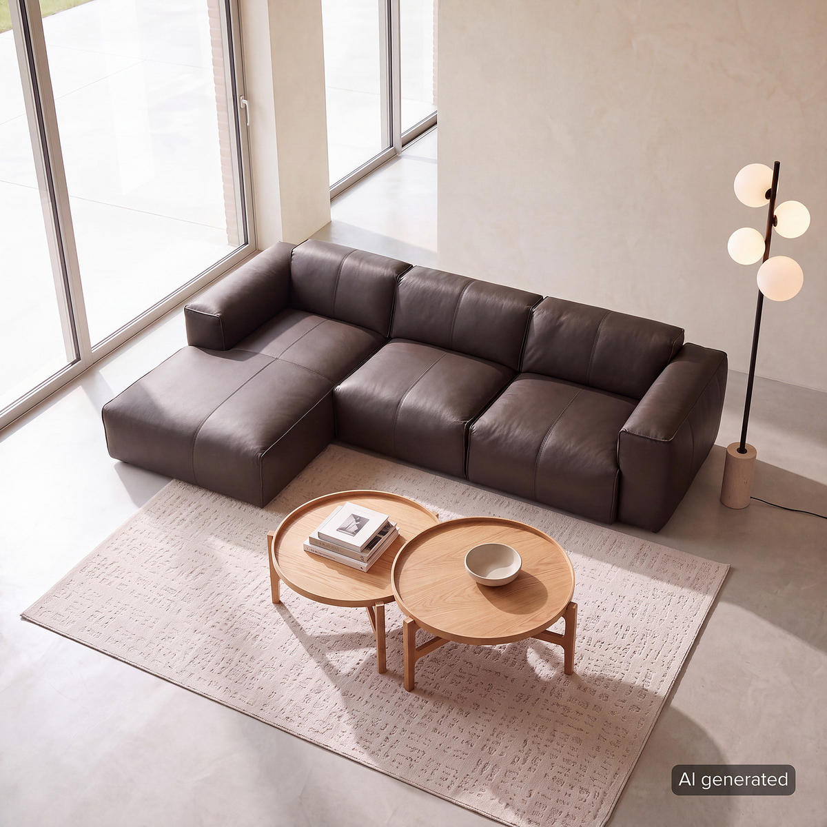 3-SITZER ECKSOFA mit Longchair - Dunkelbraun/Schwarz, Leder/Kunststoff (284/173cm) - home24
