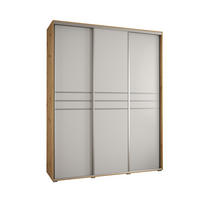 SCHWEBETÜRENSCHRANK 235,2/200/60 3-türig - Silberfarben/Weiß, Holz/Metall (200/235/60cm) - Abiks Möbel