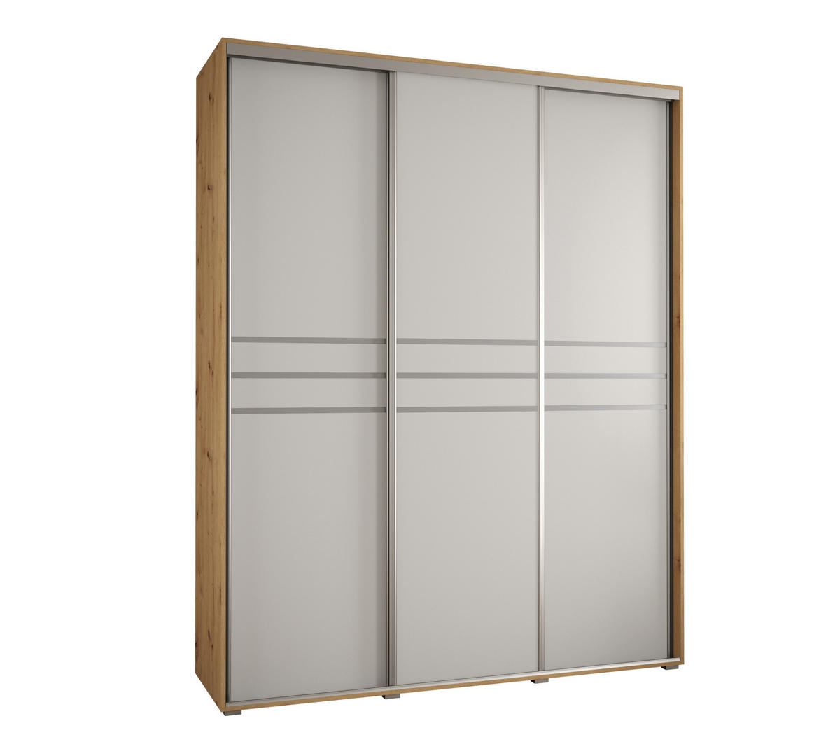 SCHWEBETÜRENSCHRANK 235,2/200/60 3-türig - Silberfarben/Weiß, Holz/Metall (200/235/60cm) - Abiks Möbel