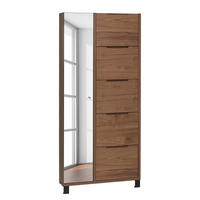 FURNIERTER SCHUHSCHRANK mit Spiegeltür - Walnussfarben, Holzwerkstoff/Metall (84/185/17cm) - home24