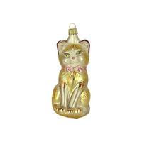 CHRISTBAUMSCHMUCK Große Katze bernstein matt 12 cm - Multicolor, Metall (0.1/12/0.1cm)