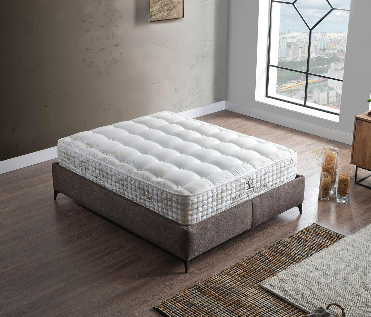 POLSTERBETT-SET Intense 180x200 Braun - Bett inkl. Matratze - Braun, Metall (180/200cm) - Villa Möbel