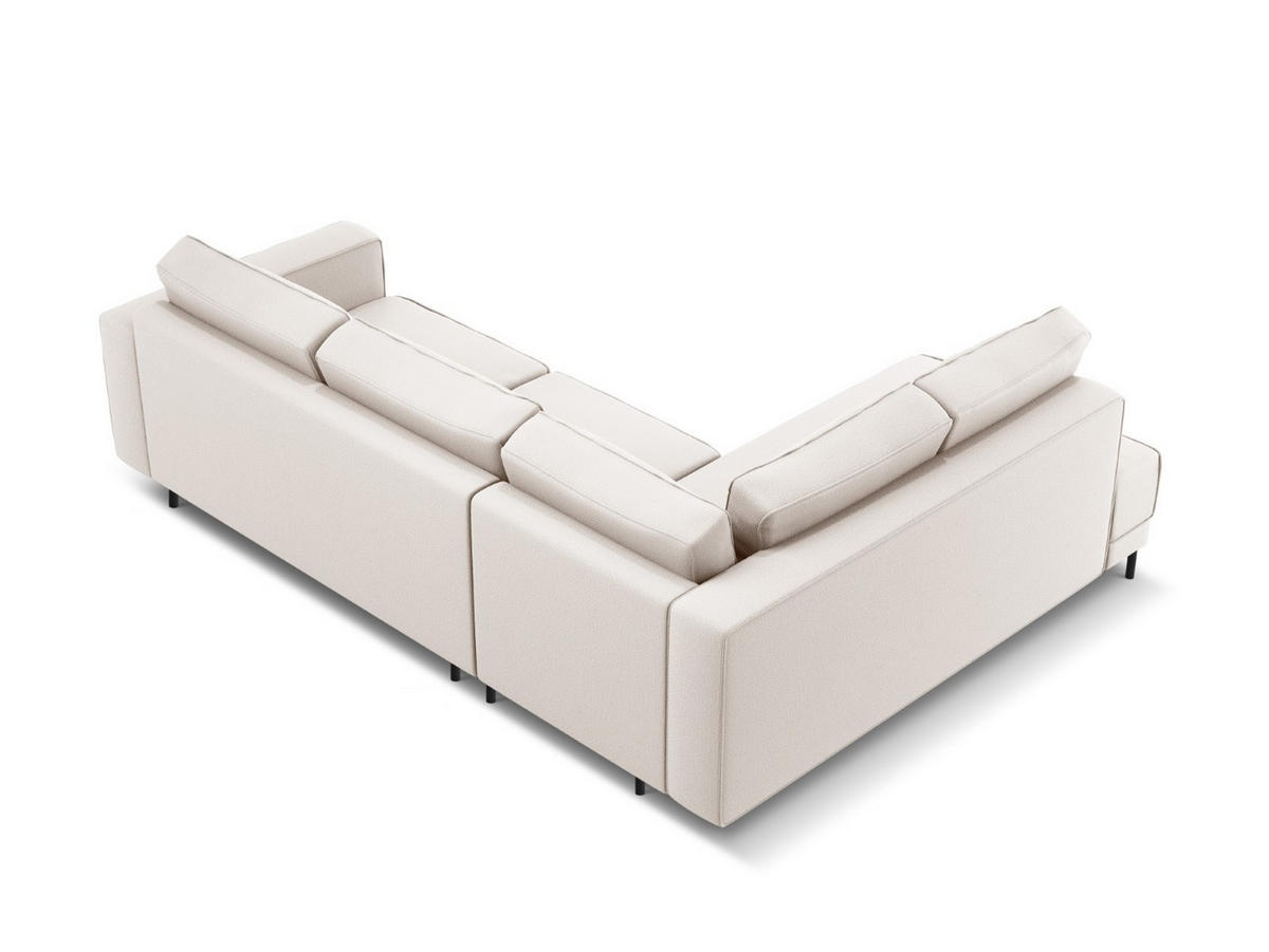 AUSKLAPPBARES-ECKSOFA links Caro aus strukturiertem Stoff leichtes beige 5 Sitzplätze - Beige, Textil (187/247cm) - Micadoni