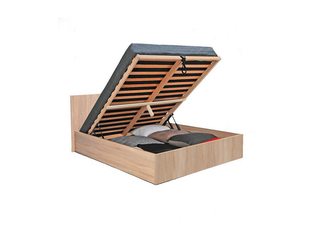 BETT mit Bettkasten - 2 Personen - Holz, Platte - Naturfarben Hell - Naturfarben, Holz (160/200cm) - Vente-Unique