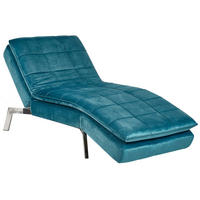 RELAXLIEGE Samtstoff blaugrün verstellbar Loiret - Blau/Silberfarben, Textil (179/93/76cm) - Beliani