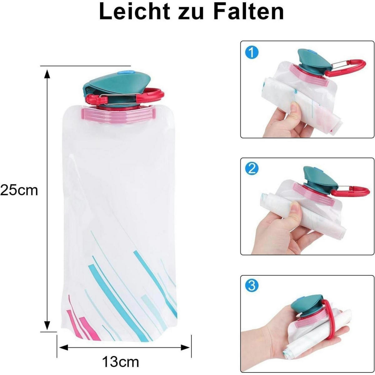 TRINKFLASCHE 2-teiliges Set Schwarz+Weiß - Multicolor, Kunststoff (13/13cm)