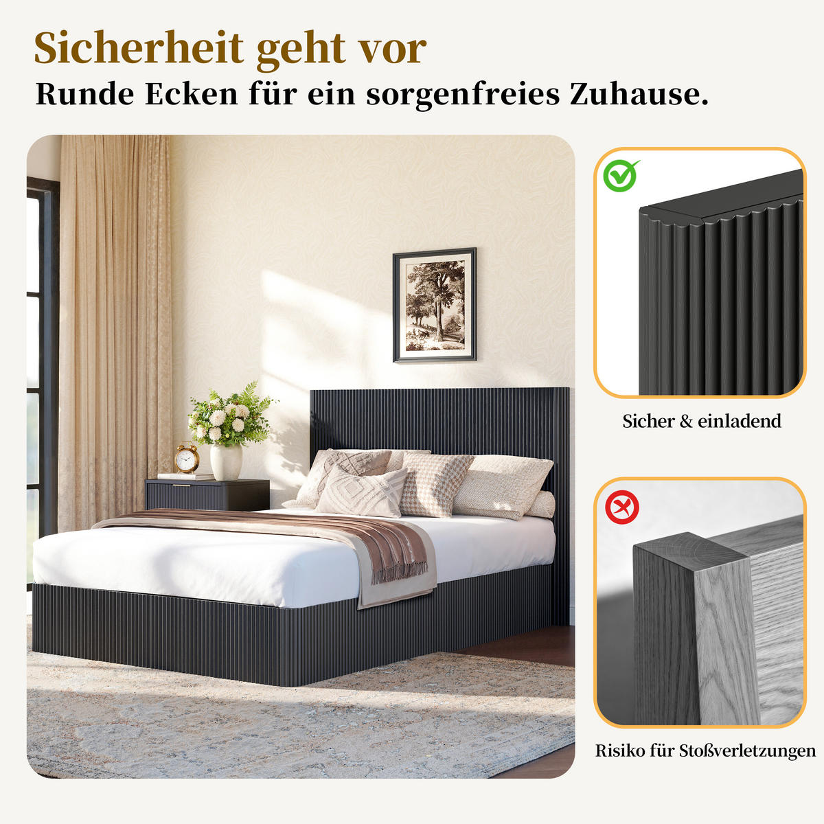 BETT 140/200 cm in Schwarz mit Stauraum und Lift-System - Schwarz, Holzwerkstoff/Metall (140/200cm) - WISHDOR