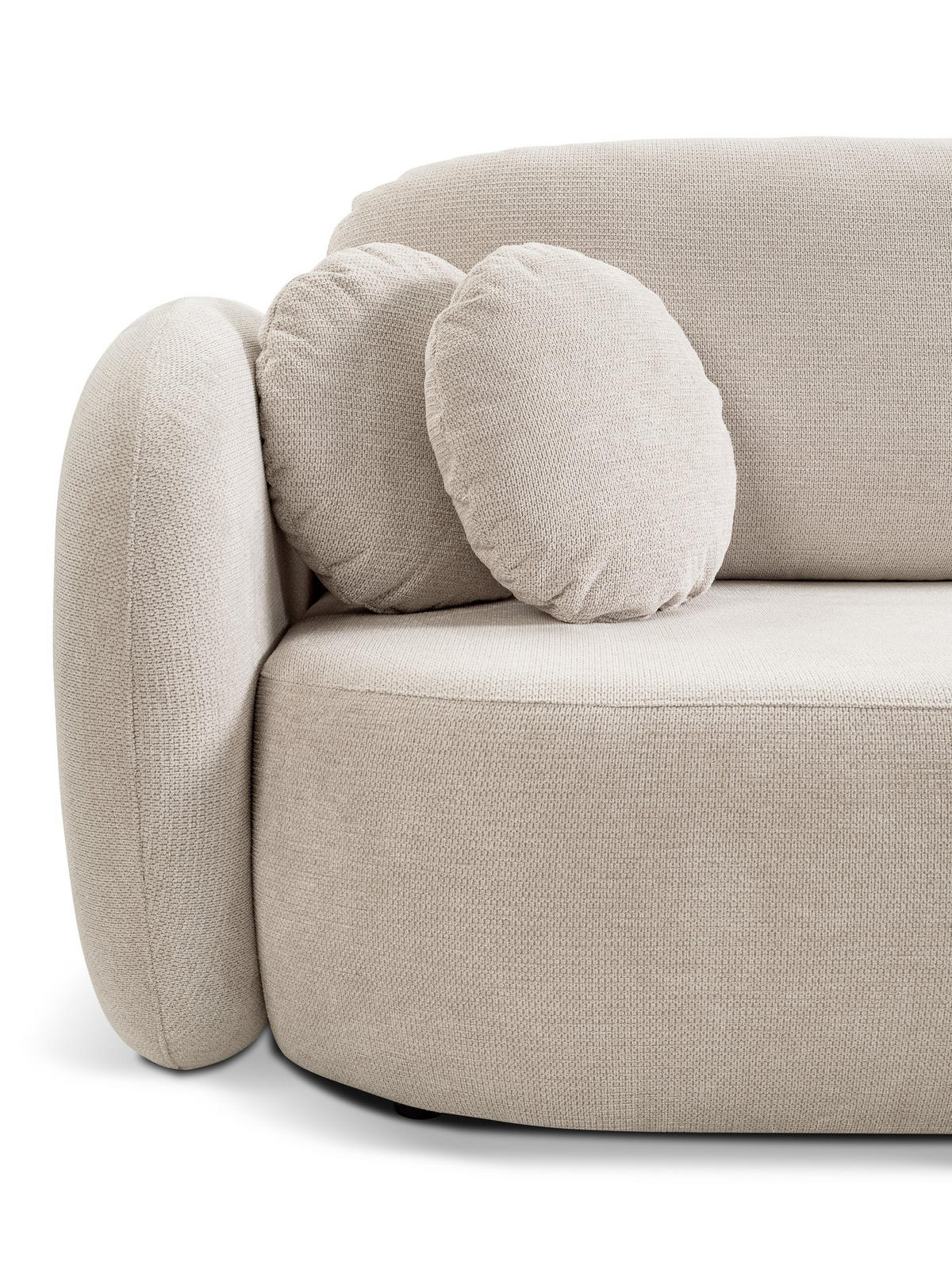 ECKSOFA AMICO R-S Creme Geflochtener Stoff mit Schlaffunktion - Creme, Holz (248/174cm) - MASSENO