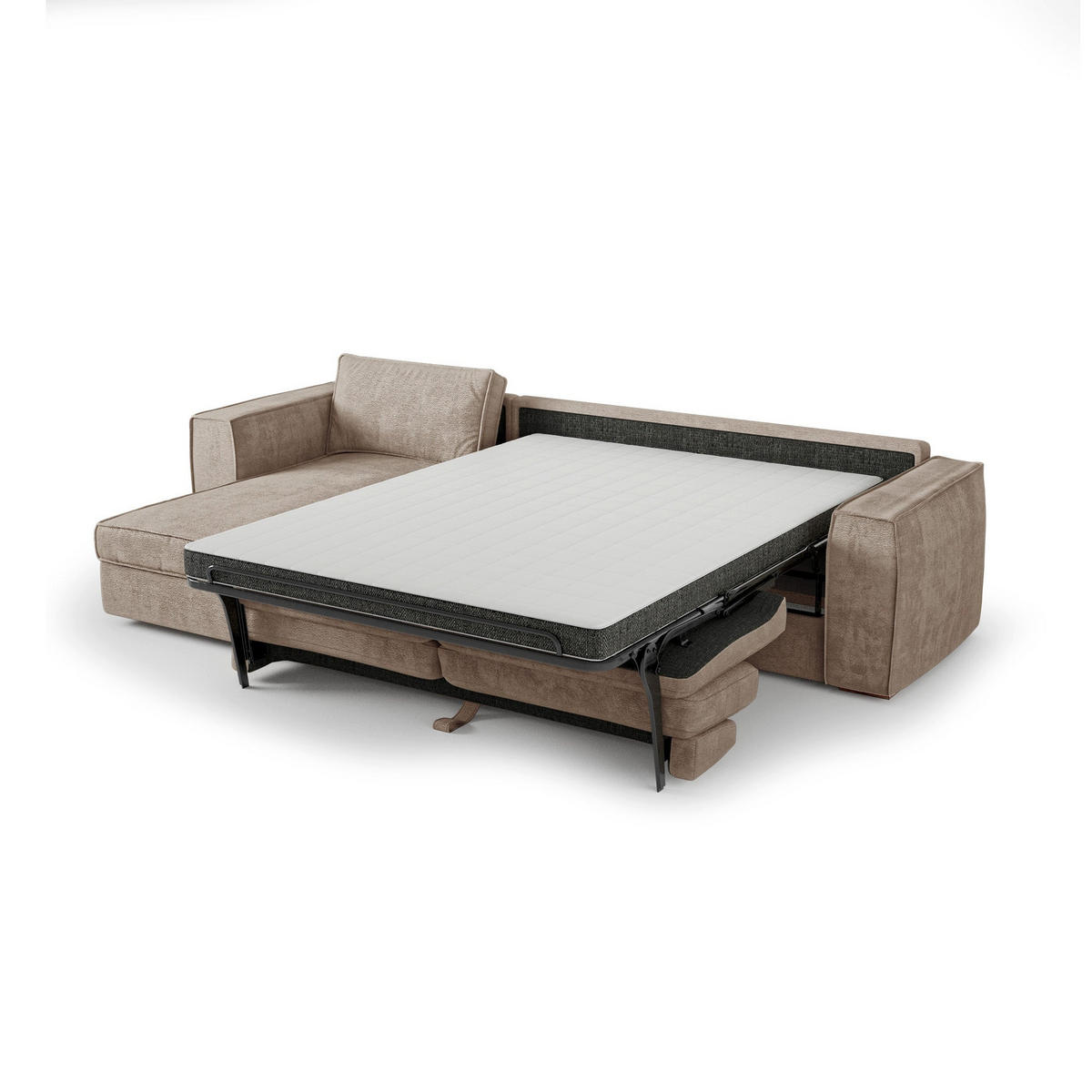 LINKSECK-SCHLAFSOFA MIKA Köpergewebe mit weichem Griff Taupe 292cm - Taupe, Textil (292/100cm) - Premium Interiors