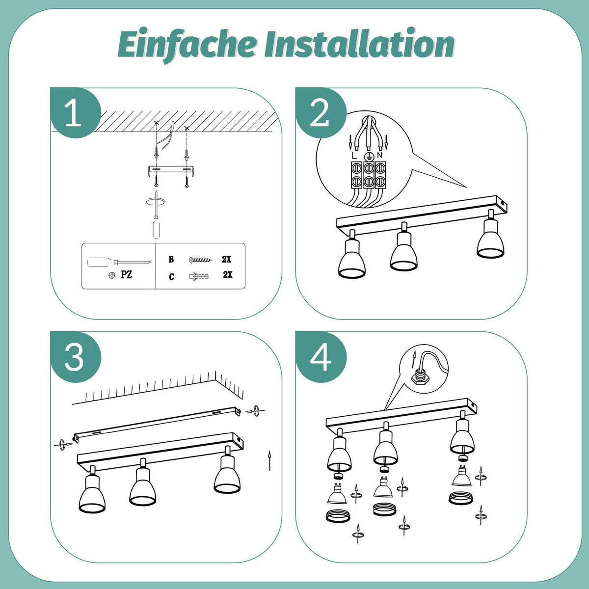 STRAHLER Herford 3-flammig 42/5/15.7 cm - Weiß, Metall (42/5/15.7cm) - Nettlife