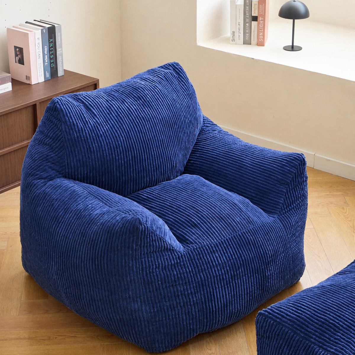 POUF kord Blau - Blau, Textil (95/80/95cm) - Nordlys